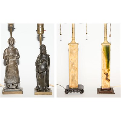 Lot 228 - Two Pairs of Chinese Lamps Height of taller 10...