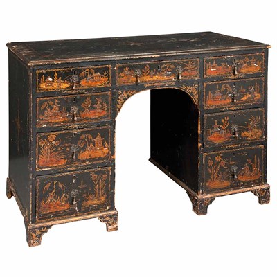 Lot 325 - Regency Japanned Pedestal Desk Height 33...