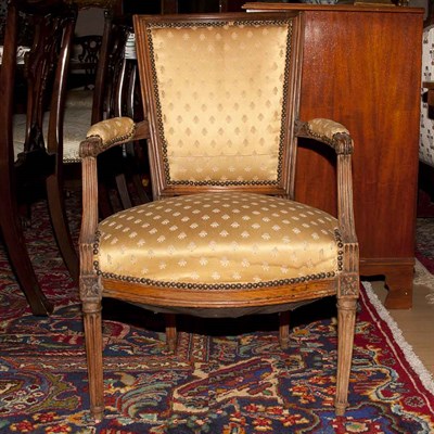 Lot 485 - Louis XVI Style Walnut Fauteuil