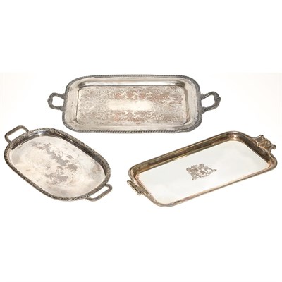 Lot 397 - Three Silver Plated Trays Length of largest 27...