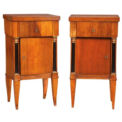 Lot 140 - Pair of Biedermeier Walnut Side Cabinets...