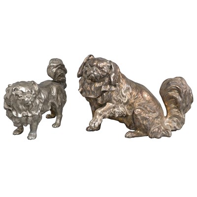Lot 394 - Two Silver Plated Figures of Dogs Length 11...