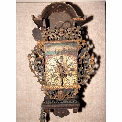Lot 283 - Dutch Painted Wood and Metal Wall Clock 19th...