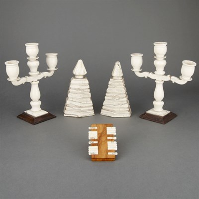 Lot 161 - Pair of Ivory Three-Light Candelabra Height 8...