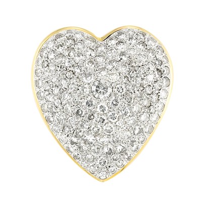 Lot 319 - Two-Color Gold and Diamond Heart Pendant-Brooch with Platinum Chain