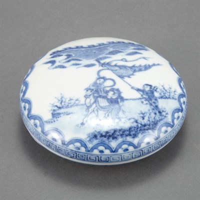 Lot 681 - Chinese Blue and White Glazed Porcelain Erotic...