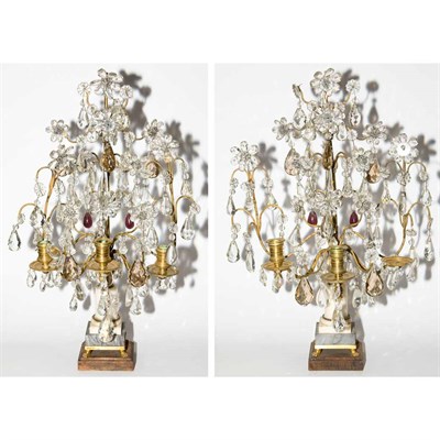 Lot 503 - Pair of French Gilt-Metal and Glass Two-Light...