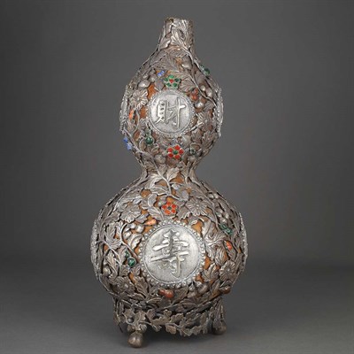Lot 679 - Chinese Silver Mounted Gourd Early 19th...
