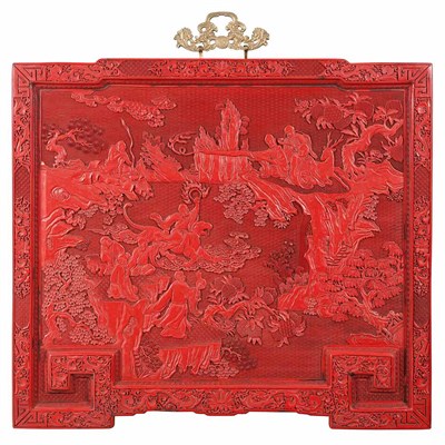 Lot 637 - Chinese Cinnabar Lacquer Hanging Panel...
