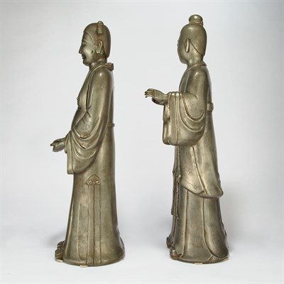 Lot 634 - Pair of Chinese Pewter Figures 19th Century...