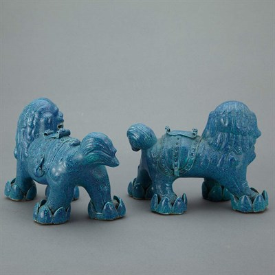 Lot 646 - Pair of Chinese Robin's-Egg Blue Glazed...