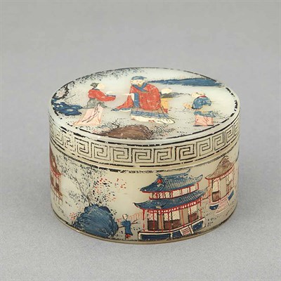 Lot 506 - Chinese Painted Soapstone Box 19th Century Of...