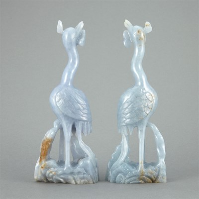 Lot 509 - Pair of Chinese Celadon Jade Birds 20th...