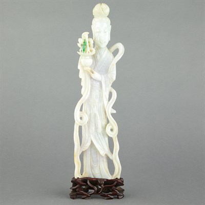 Lot 519 - Chinese Jadeite Guanyin Late 19th century The...
