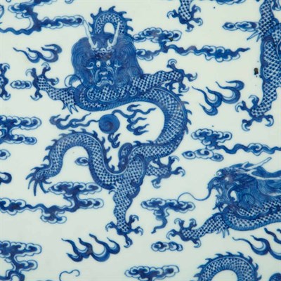Lot 657 - Chinese Blue and White Glazed Porcelain Panel...