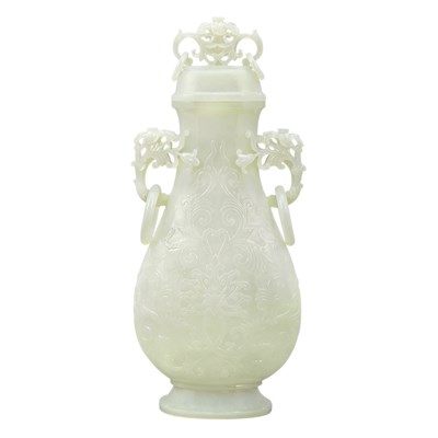 Lot 683 - Chinese White Jade Covered Vase The pear shape...