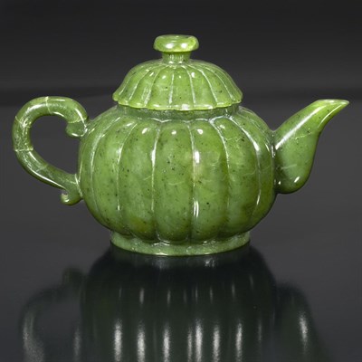 Lot 704 - Chinese Spinach Jade Covered Teapot Of...
