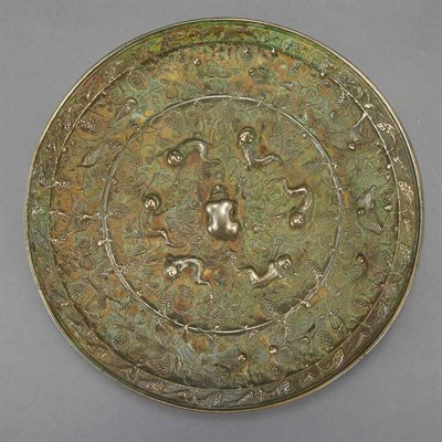 Lot 499 - Chinese Silvered Bronze Mirror Tang Dynasty...