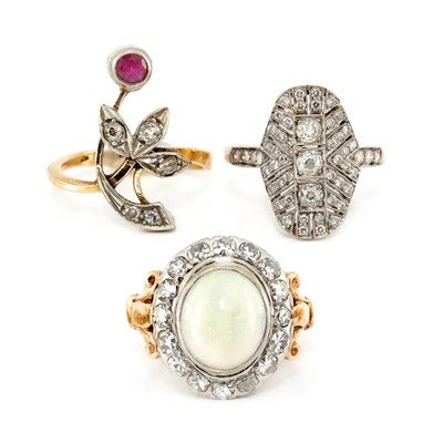 Lot 365 - Three Gem-Set and Diamond Rings