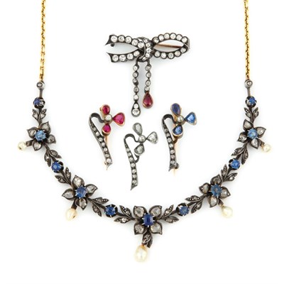 Lot 356 - Group of Antique Diamond, Pearl and Gem-Set Jewelry