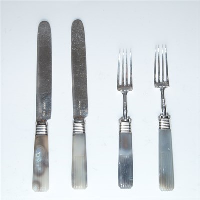 Lot 260 - Victorian Stone Handled Silver Fruit Service...