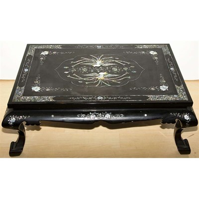 Lot 176 - Chinese Mother-of-Pearl Inlaid Black Lacquered...