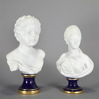 Lot 250 - Two French Bisque Porcelain Busts Comprising a...