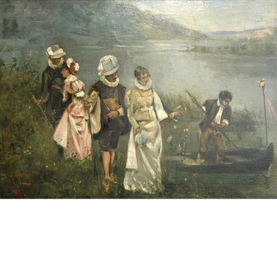 Lot 34 - French School 19th Century Couples Walking...