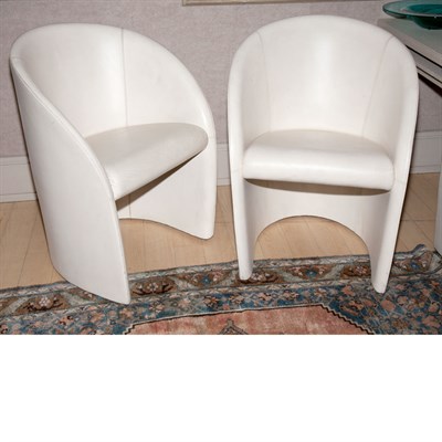 Lot 183 - Pair of Faux White Leather Armchairs