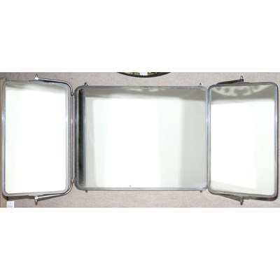 Lot 185A - Silvered Metal Three-Panel Vanity Mirror...