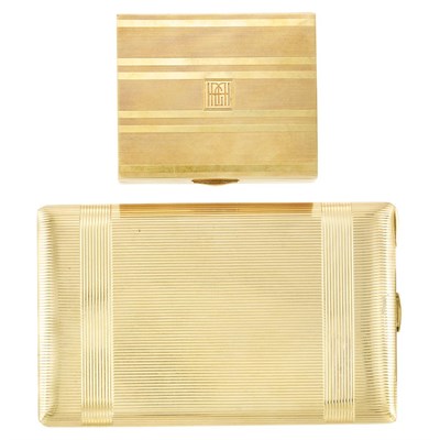 Lot 910 - Gold Cigarette Case and Box, Cartier