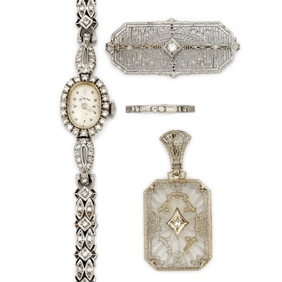 Lot 859 - Group of White Gold, Platinum and Gold-Filled Jewelry