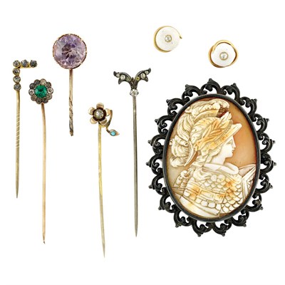 Lot 839 - Group of Antique Jewelry and Two Diamond Rings and Pendant