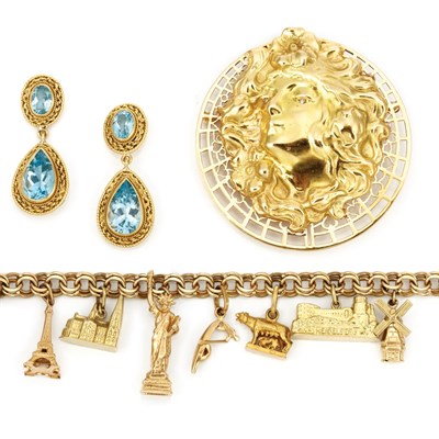 Lot 873 - Group of Gold, Silver and Metal Jewelry