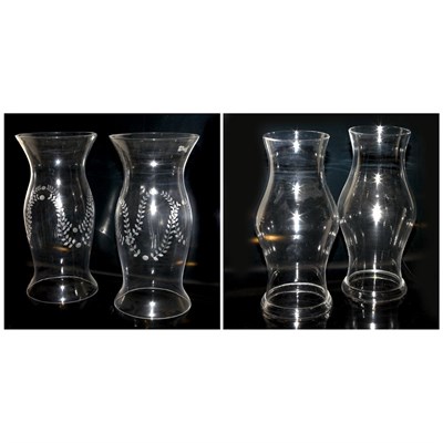 Lot 224 - Two Pairs of Glass Hurricane Shades Height of...
