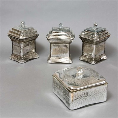 Lot 235 - Group of Four Mercury Glass Style Boxes Height...