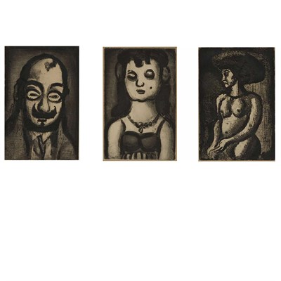 Lot 111 - Georges Rouault HOMME A LA MOUSTACHE, SOURIANT;...
