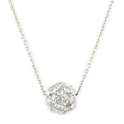Lot 282 - White Gold and Diamond Ball Pendant with Chain