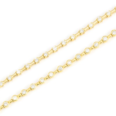Lot 680 - Two Gold and Diamond Bracelets