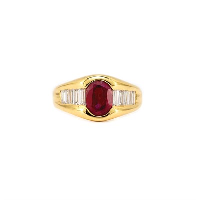 Lot 542 - Gold, Ruby and Diamond Gypsy Ring