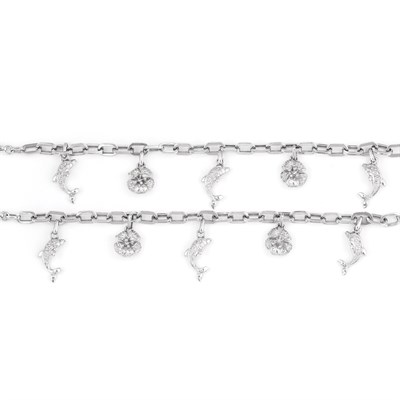 Lot 89 - Pair of White Gold and Diamond Charm Bracelets
