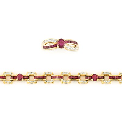 Lot 440 - Gold, Ruby and Diamond Bracelet and Ring