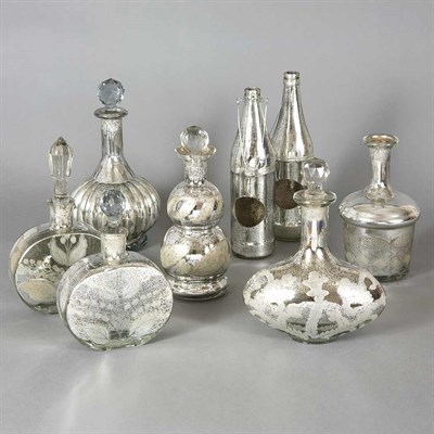Lot 277 - Group of Eight Mercury Glass Style Bottles
