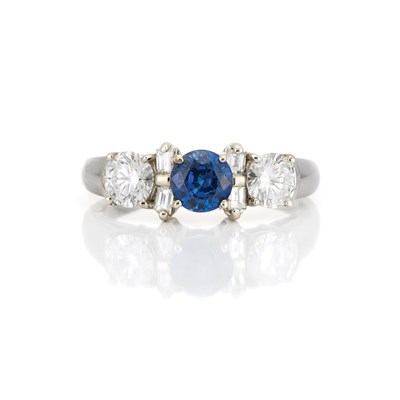 Lot 714 - White Gold, Sapphire and Diamond Ring
