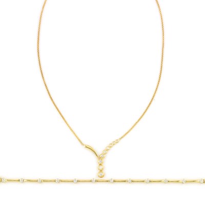 Lot 441 - Gold and Diamond Necklace and Bracelet