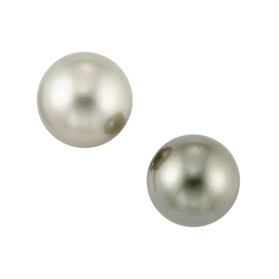 Lot 278 - Pair of White Gold and Bicolor Gray South Sea Cultured Pearl Earclips