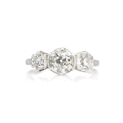 Lot 306 - Platinum and Diamond Three Stone Ring
