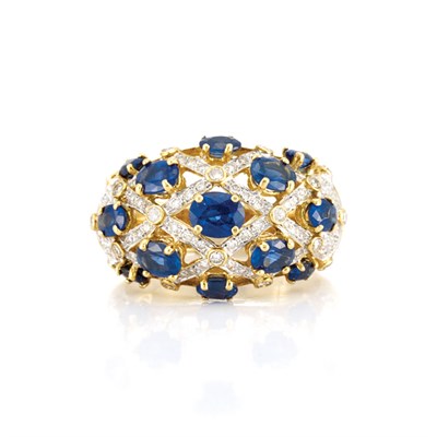 Lot 424 - Gold, Sapphire and Diamond Bombe Ring