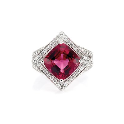 Lot 749 - White Gold, Rubellite and Diamond Ring