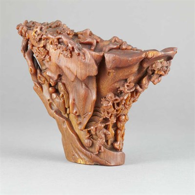Lot 251 - Chinese River Landscape Rhinoceros Horn...
